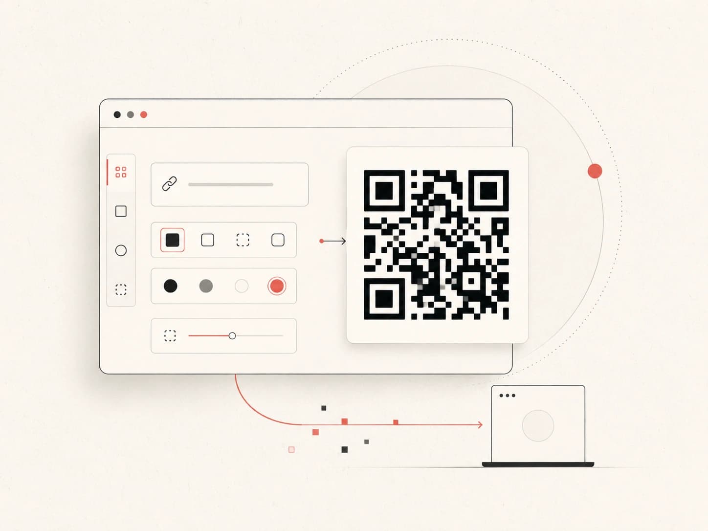 Illustration of a QR code being generated locally in a web browser